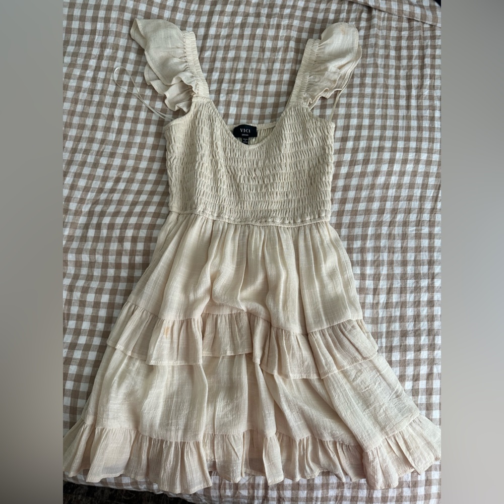 Vici Cream Ruffled Kids Dress